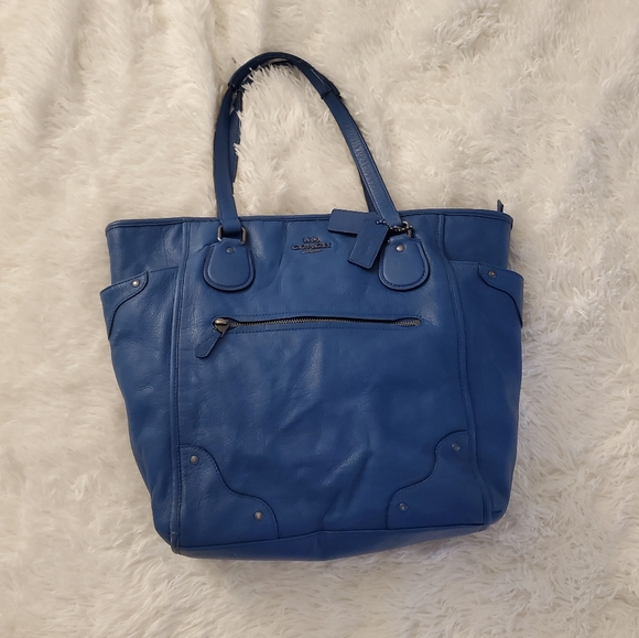 Coach Handbags - Blue Leather Coach Bag